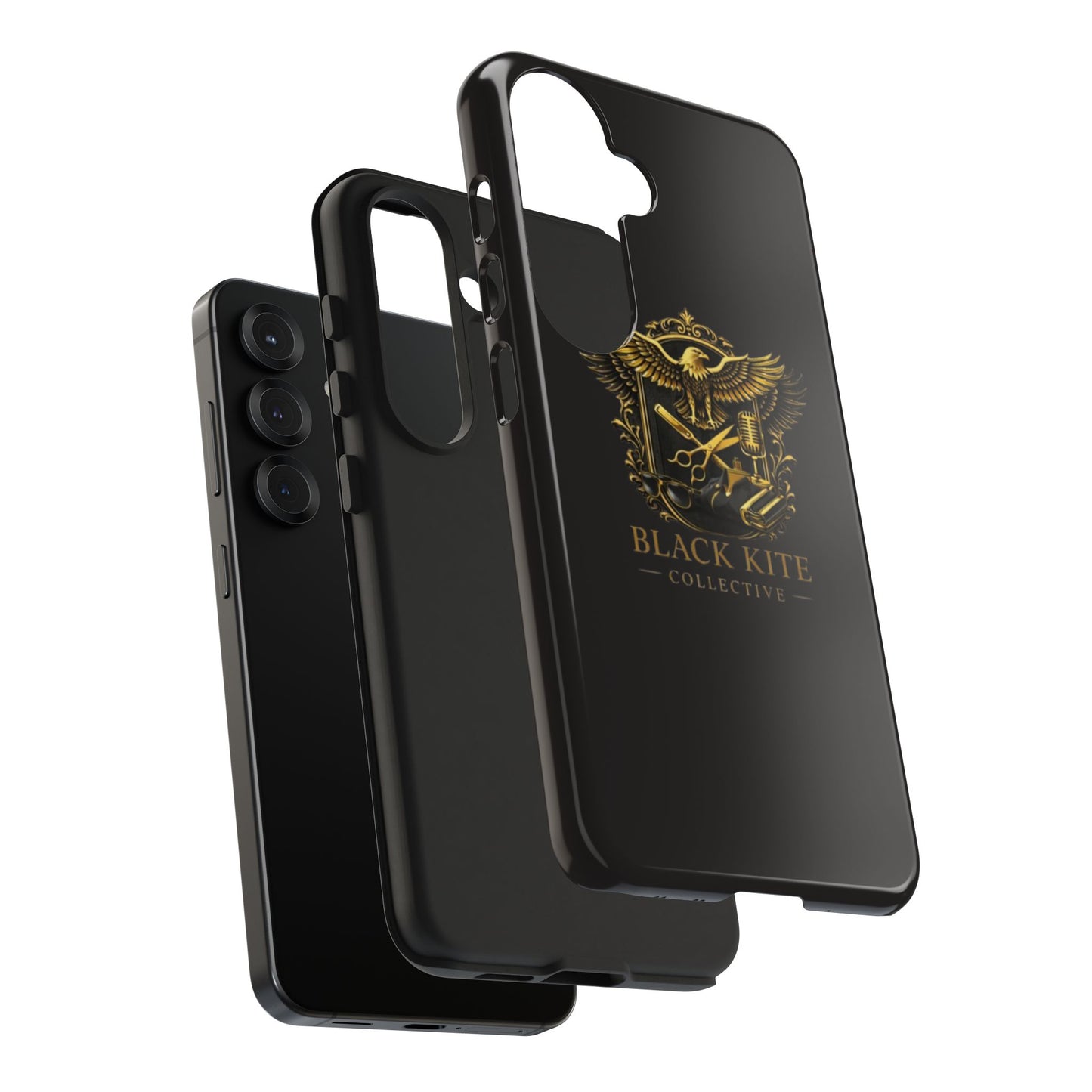 Black Kite Tough Phone Case – Gold Eagle Crest Protective iPhone Case