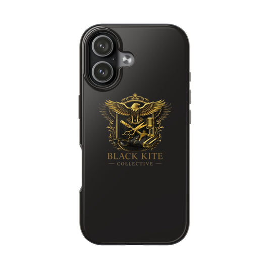 Black Kite Tough Phone Case – Gold Eagle Crest Protective iPhone Case