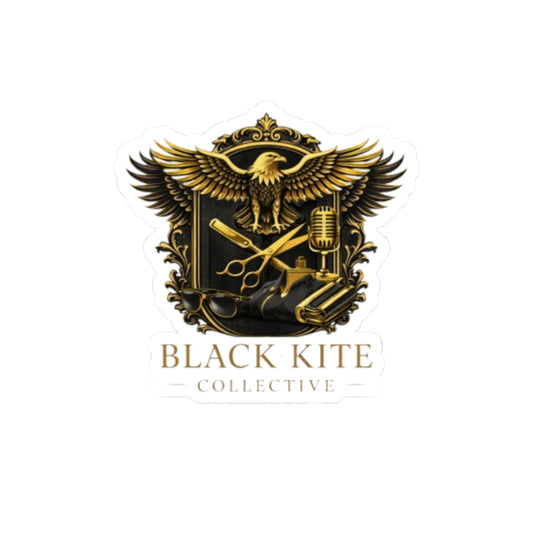 Black Kite Collective Gold Crest Sticker — Kiss-Cut Logo Sticker for Laptops & Gear